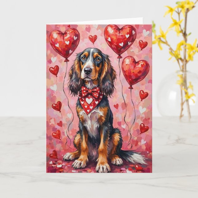 Afghan Hound Valentine’s Day Dog with Hearts Red Karte (Gelbe Blume)