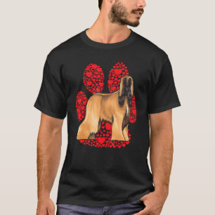 Afghan Hound Valentinstag Hunde Liebe Pfote T-Shirt