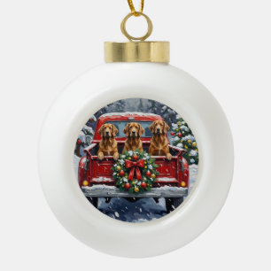 Afghan Hound Weihnachten Rotes Lastwagen Ferien Keramik Kugel-Ornament
