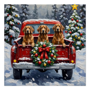 Afghan Hound Weihnachten Rotes Lastwagen Urlaub Poster