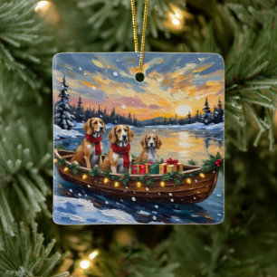 Afghan Hound Weihnachtsboot Urlaub Keramikornament