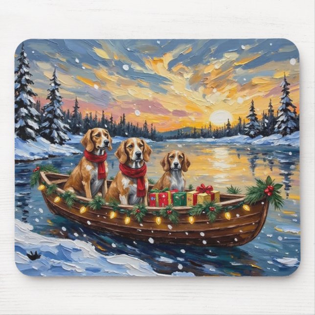 Afghan Hound Weihnachtsboot Urlaub Mousepad (Vorne)