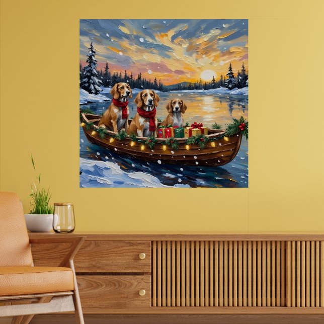 Afghan Hound Weihnachtsboot Urlaub Poster (Wohnzimmer 2)