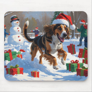 Afghan Hound Weihnachtsfestliche Schneeszene Mousepad