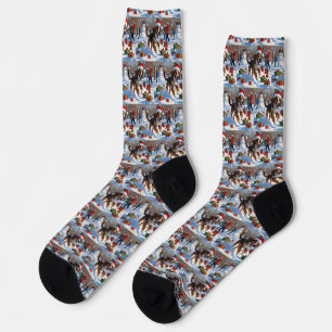 Afghan Hound Weihnachtsfestliche Schneeszene Socken