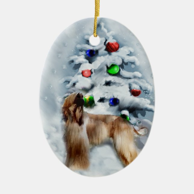 Afghan Hound Weihnachtsgeschenke Keramikornament (Vorne)