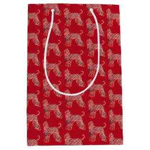 Afghan Hound Weihnachtshund Silhouette Red Mittlere Geschenktüte
