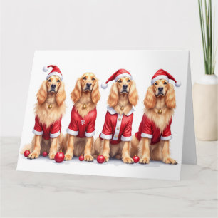 Afghan Hound Weihnachtskleid Santa Hut Karte