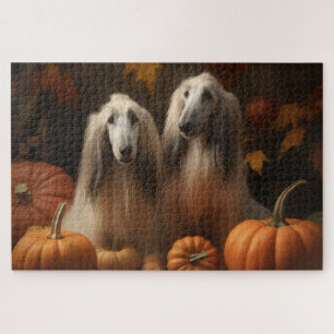 Afghan Hound Welpe Herbstfreude Kürbis