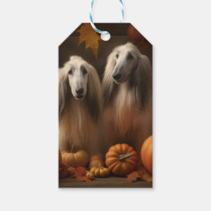 Afghan Hound Welpe Herbstfreude Kürbis Geschenkanhänger