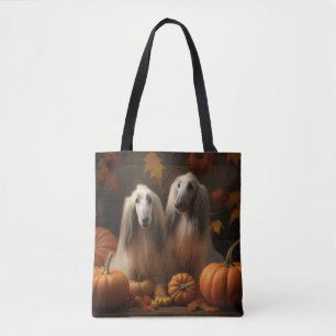 Afghan Hound Welpe Herbstfreude Kürbis Tasche