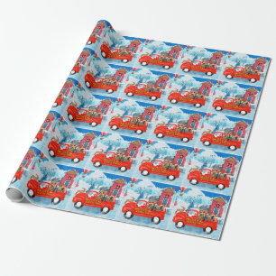 Afghan Hounds Hund im Weihnachtslieferwagen Schnee Geschenkpapier