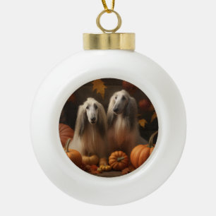 afghan Puppy Autumn Delight Pumpkin Keramik Kugel-Ornament