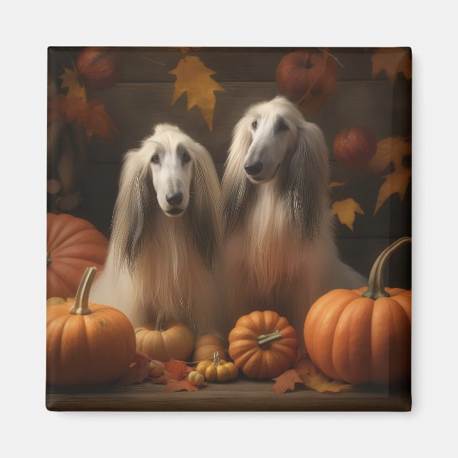 afghan Puppy Autumn Delight Pumpkin Magnet (Vorne)