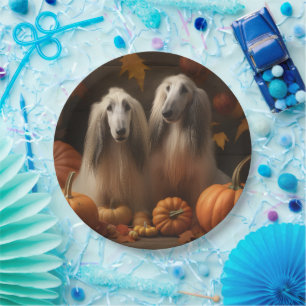 afghan Puppy Autumn Delight Pumpkin Pappteller