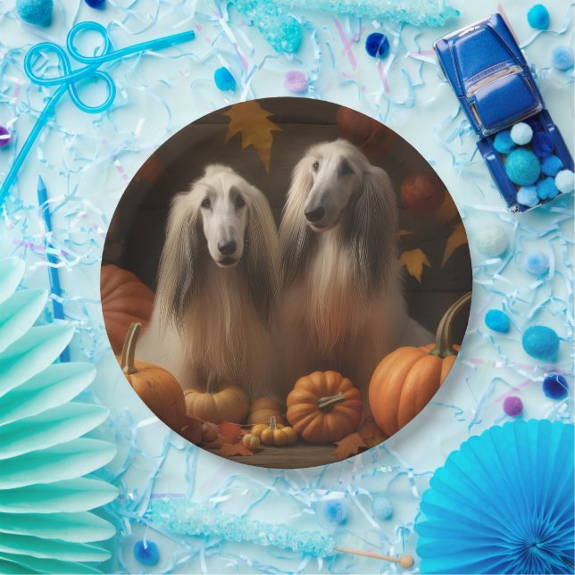 afghan Puppy Autumn Delight Pumpkin Pappteller (Party)