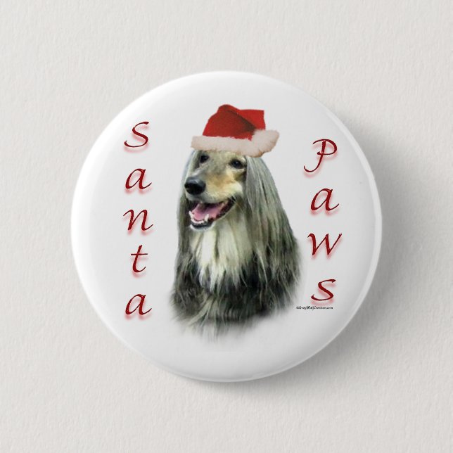 Afghan Santa Paws - Schaltfläche Button (Vorderseite)