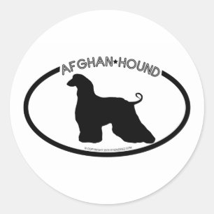 Afghanen-Silhouette-Schwarz-Aufkleber Runder Aufkleber