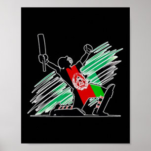 Afghanische Cricket-Mannschaftsgeist Silhouette Fe Poster