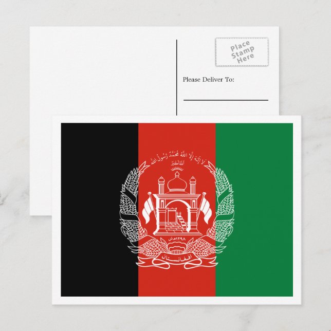 Afghanische Flagge, Flagge Postkarte (Vorne/Hinten)