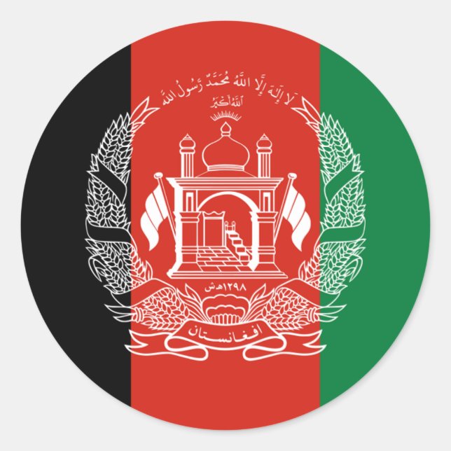 Afghanische Flagge, Flagge Runder Aufkleber (Vorderseite)