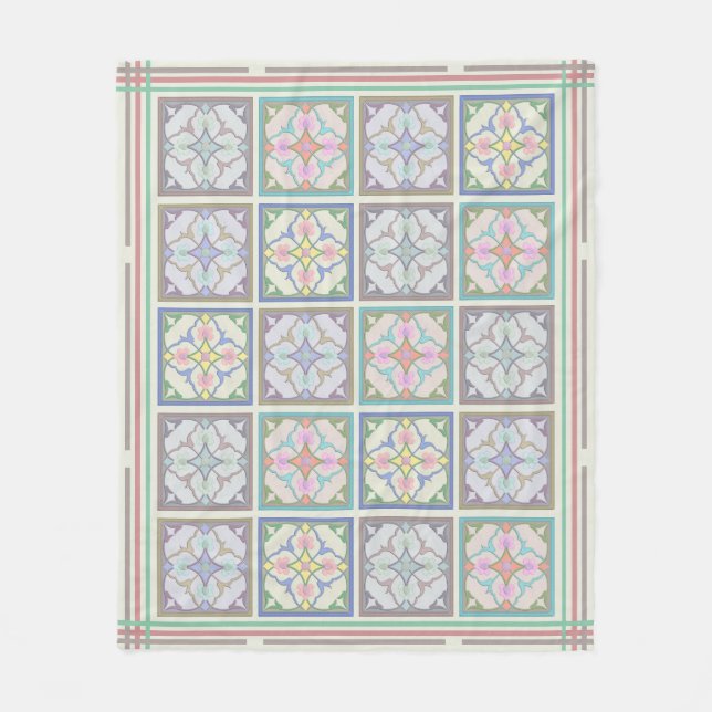 afghanische Fliesen und Streifen - Pastellvariante Fleecedecke (Vorderseite)