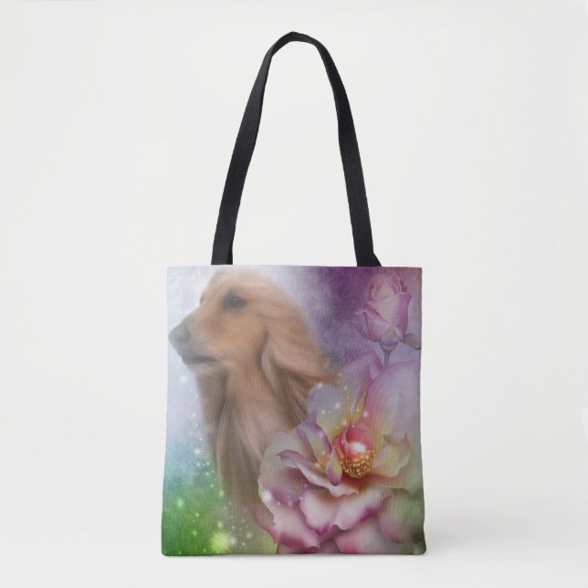 Afghanische Hound Face Fantasy Blume Hunde Kunst Tasche (Vorderseite)