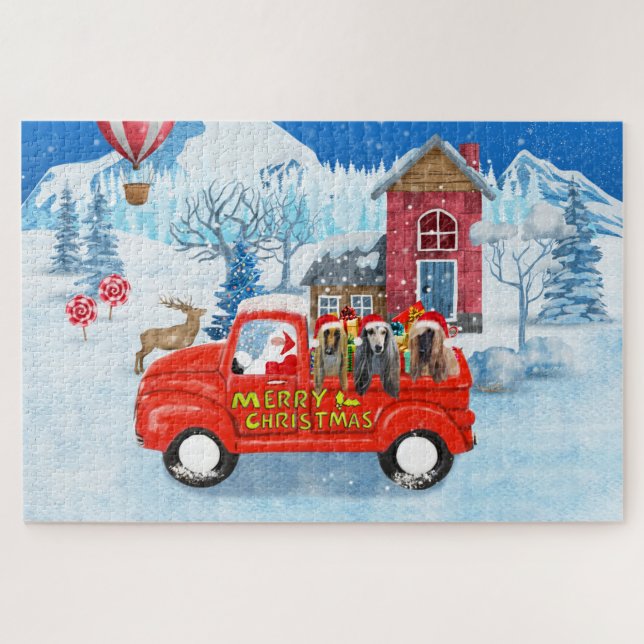 Afghanische Hunde Hund in Weihnachten Lkw Schnee (Horizontal)