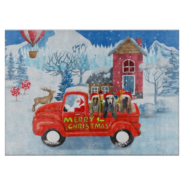 Afghanische Hunde Hund in Weihnachten Lkw Schnee Schneidebrett (Vorderseite)