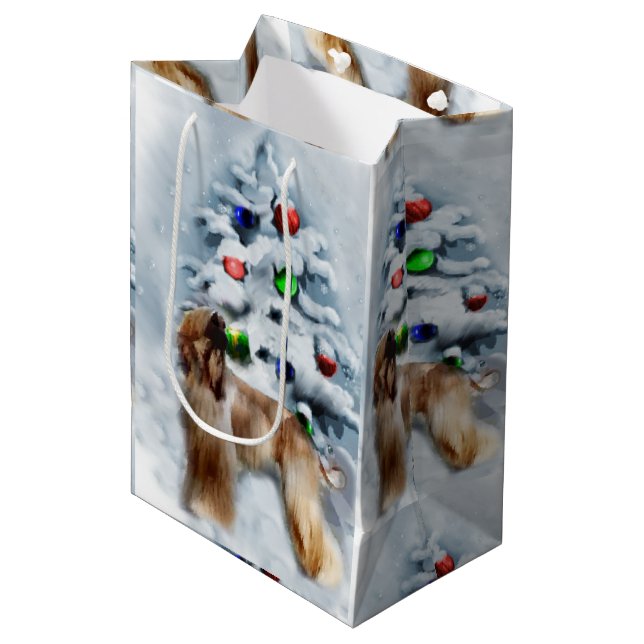 Afghanische Weihnachtszeit Mittlere Geschenktüte (Vorderseite Schrägansicht)