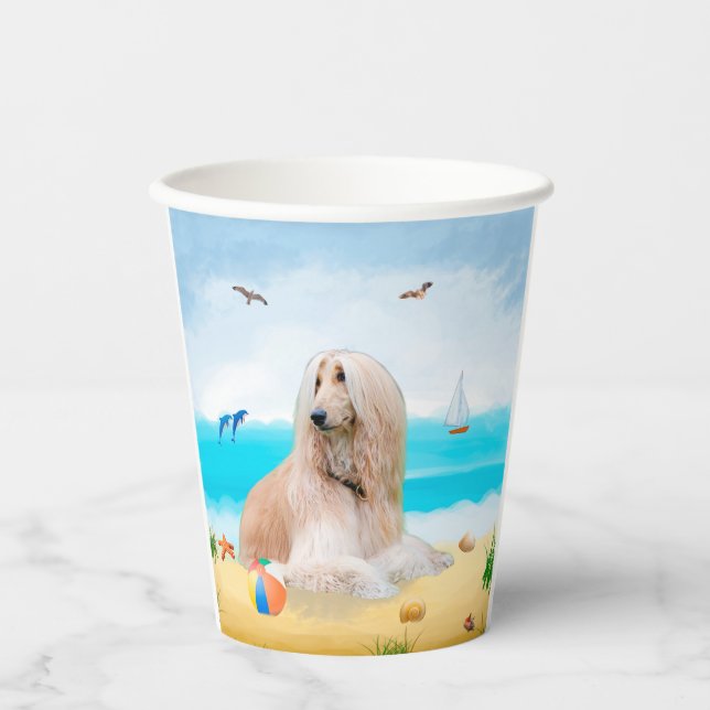Afghanischer Hund am Strand Pappbecher (Vorderseite)