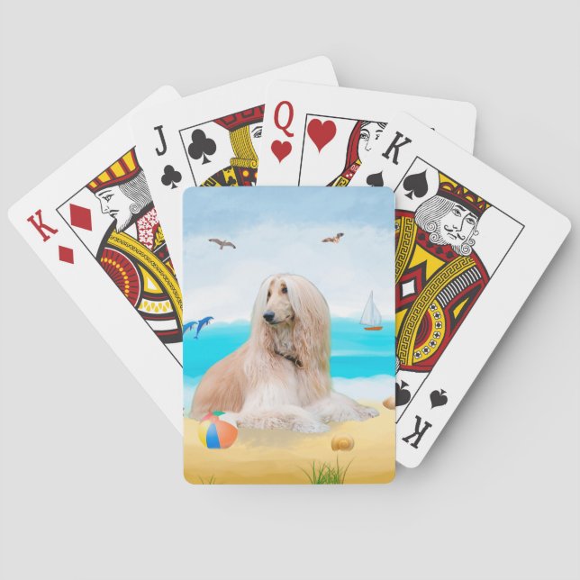 Afghanischer Hund am Strand Spielkarten (Rückseite)
