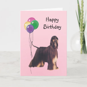 Afghanischer Hund, Birthday Balloons Karte