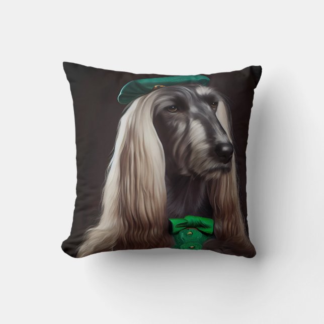 afghanischer Hund in St. Patrick's Day Dress Kissen (Vorderseite)