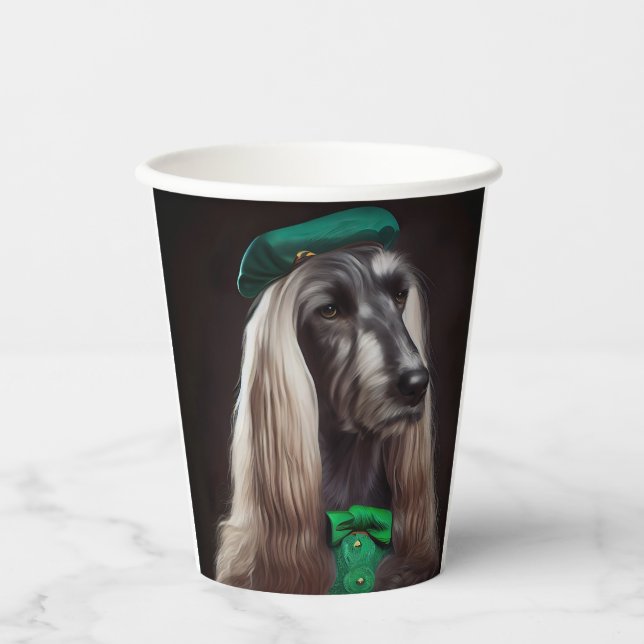 afghanischer Hund in St. Patrick's Day Dress Pappbecher (Vorderseite)