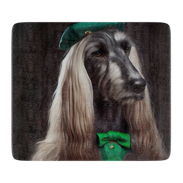 afghanischer Hund in St. Patrick's Day Dress Schneidebrett (Vorderseite)