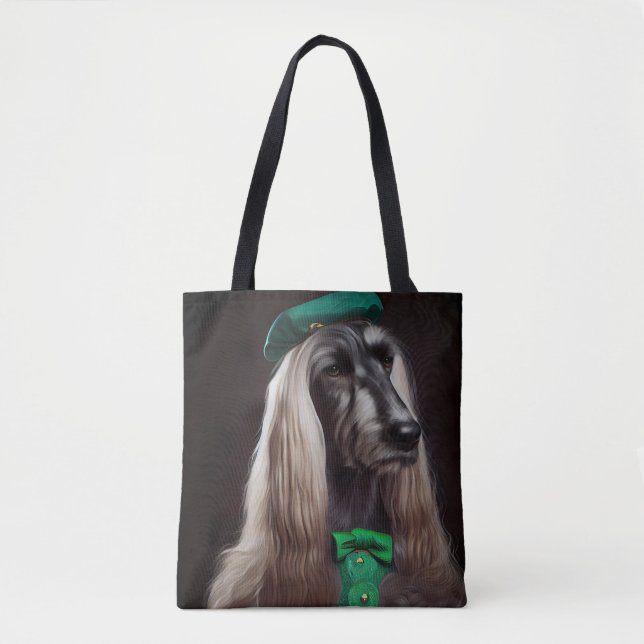 afghanischer Hund in St. Patrick's Day Dress Tasche (Vorderseite)