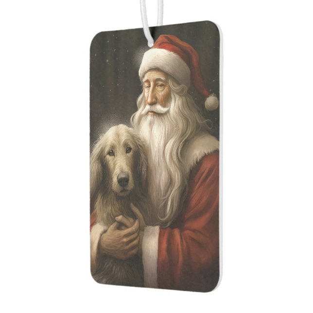 Afghanischer Hund mit Weihnachtsmann Weihnachten Autolufterfrischer (Links)