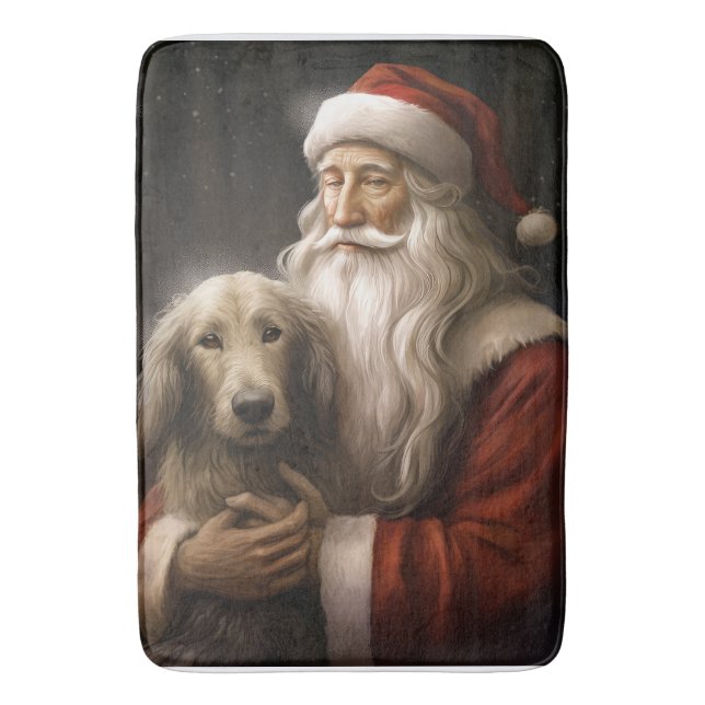 Afghanischer Hund mit Weihnachtsmann Weihnachten Badematte (Vorderseite Vertikal)