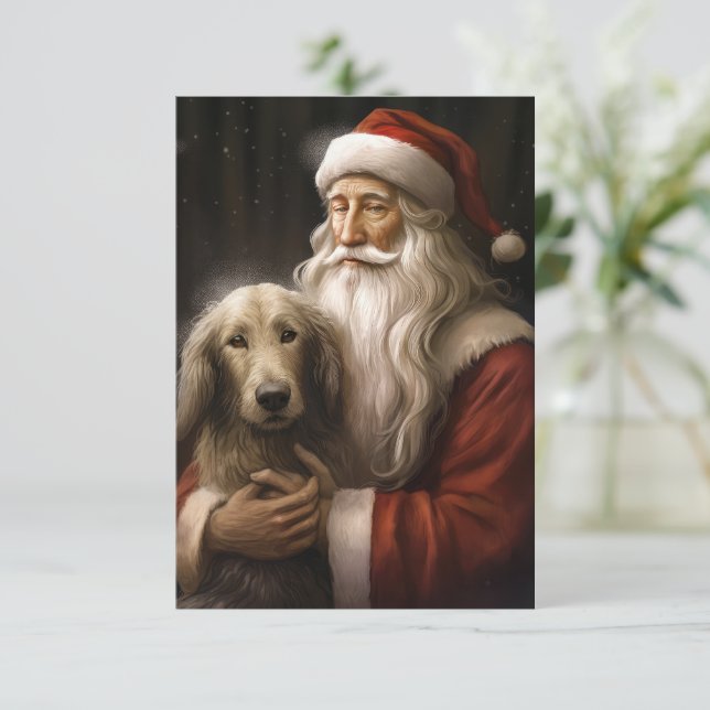 Afghanischer Hund mit Weihnachtsmann Weihnachten Karte (Stehend Vorderseite)
