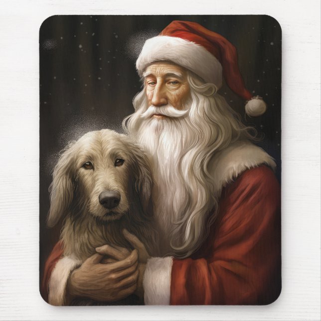 Afghanischer Hund mit Weihnachtsmann Weihnachten Mousepad (Vorne)