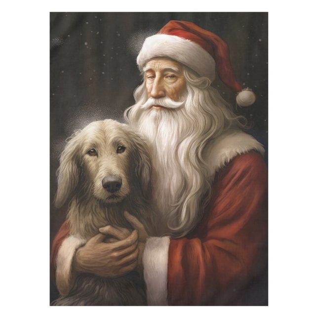 Afghanischer Hund mit Weihnachtsmann Weihnachten Tischdecke (Vorderseite)