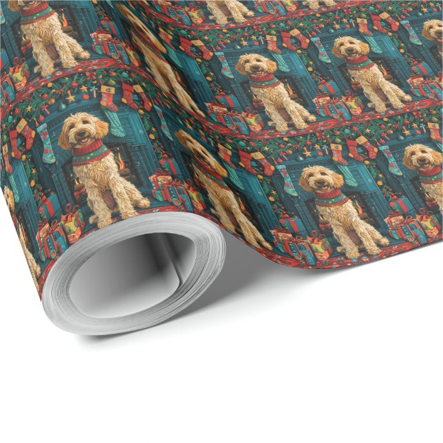 Afghanischer Hundshund mit Weihnachtsgeschenken Fe Geschenkpapier (Rolleneckpunkt)