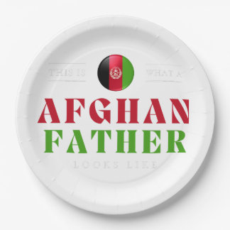 Afghanischer Vater sieht aus wie die Flaggen Afgha Pappteller