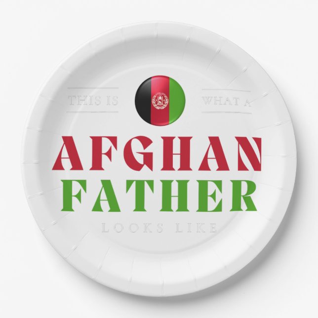 Afghanischer Vater sieht aus wie die Flaggen Afgha Pappteller (Vorderseite)