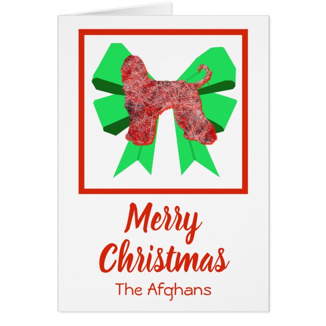 Afghanischer Weihnachtshund & Green Bow Card (Vorne)