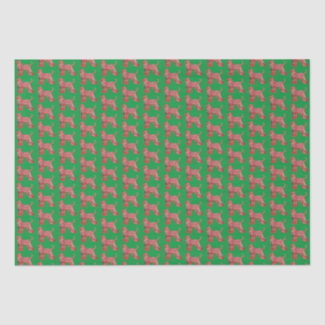 Afghanischer Weihnachtshund Silhouette Grün Seidenpapier (Vorderseite)
