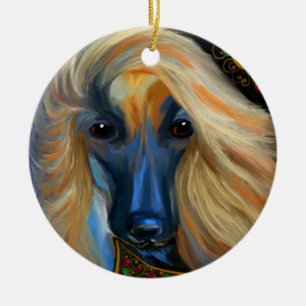 Afghanischer Windhund Keramik Ornament