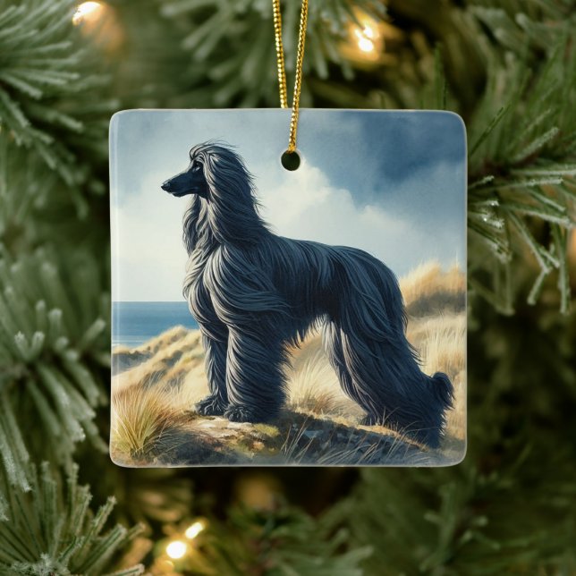 Afghanischer Windhund Keramikornament (Baum)