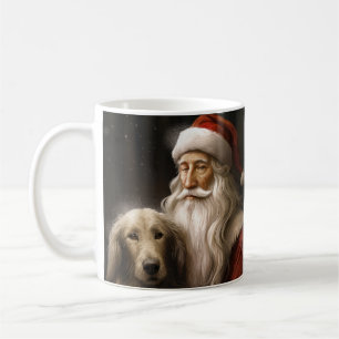 Afghanischer Windhund mit Weihnachtsmann Festliche Kaffeetasse